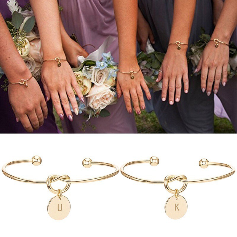 NEW INITIAL KNOTTED BRACELET WITH LETTERS YOU WANT TO BE MY BRIDERS GIFT BRACELET AND BRACELET