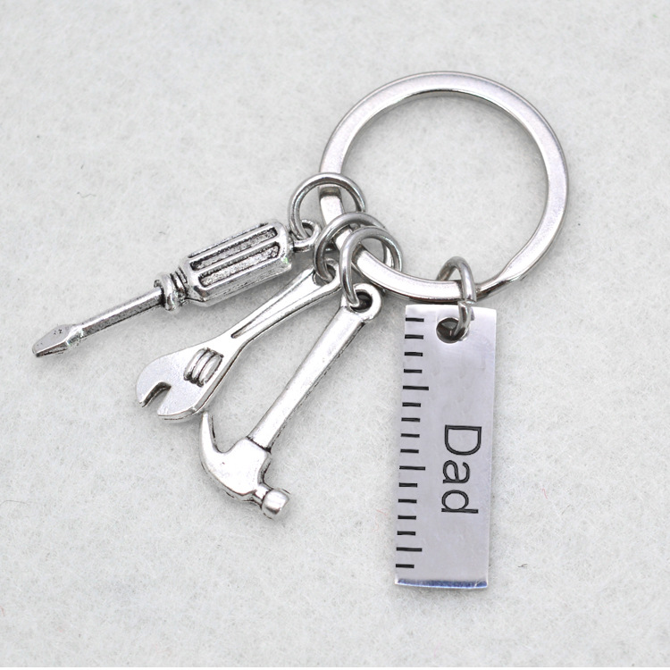 Father's Day Gift Letter Grandpa Papa Dad Caliper Tool Stainless Steel Key Ring display picture 2