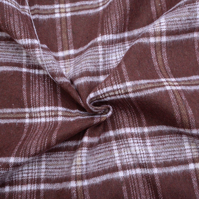 16支涤棉布斜纹双面磨毛布法兰绒加厚秋冬衬衫格子布料