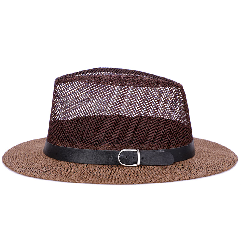 Sombrero sombrero de Jazz de los hombres británicos malla transpirable lino grande sombrero de ala plana sombrero de sol al aire libre cómodo todo partido al por mayor