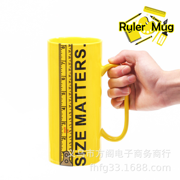 18 new creative ruler shape ceramic cup Large -capacity ruler Mark…
