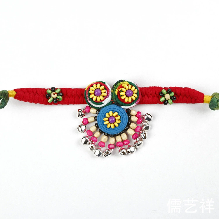 Этническая ткачёная маленькая колокольчика из провинции Юньнань, handmade, ретро браслет, ткань, оптом, этнический стиль, цветущий