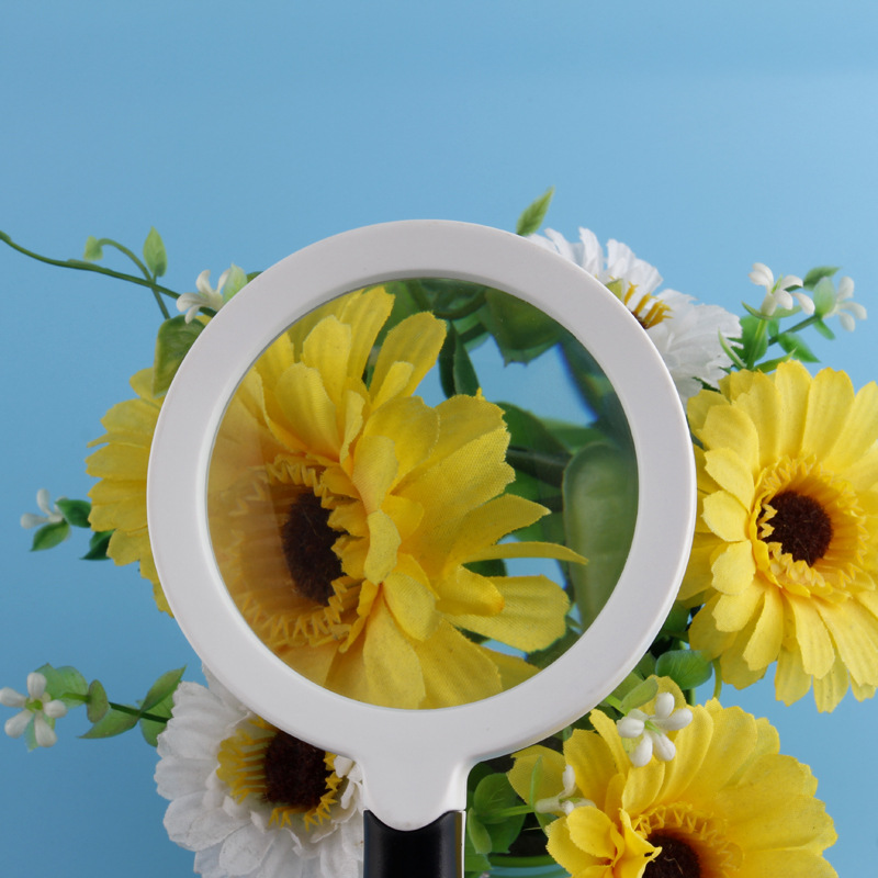 外贸热款手柄式圆头高清玻璃  带LED灯阅读老人放大镜放大镜75mm