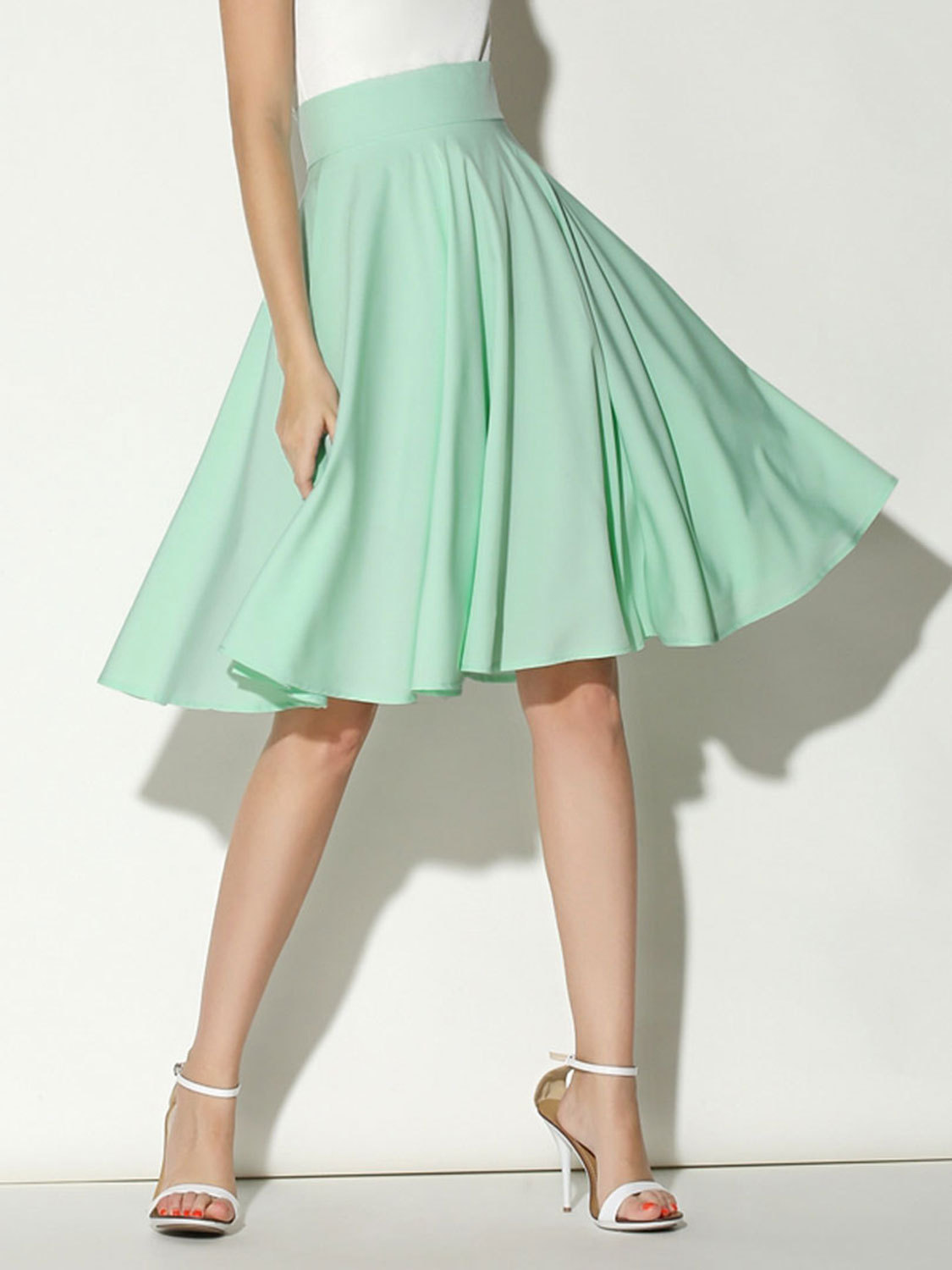 solid color pleated half-length skirt NSJM63988