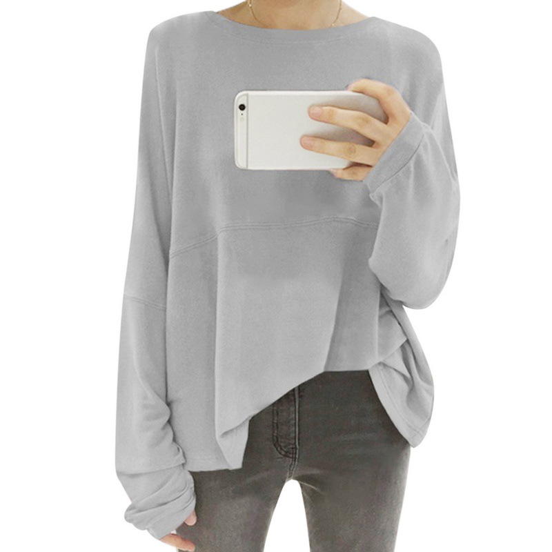 Off Shoulder Irregular Hem T Shirt Loose Fit Puffed Sleeves Minimalist Design Casual Wear for All Seasons Wholesale