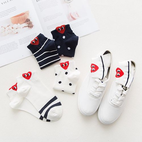 Factory direct sales spring and summer new cotton socks women's boat socks Japanese style Korean love stripes college style women