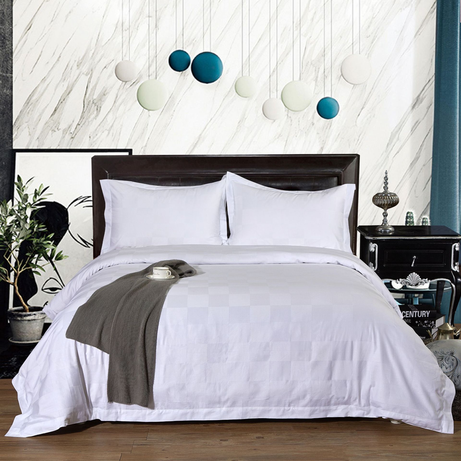 Manufactor Direct selling hotel pure cotton Jacquard weave The bed Four piece suit High count High density Quilt cover sheet Gaestgiveriet Hotel Linen