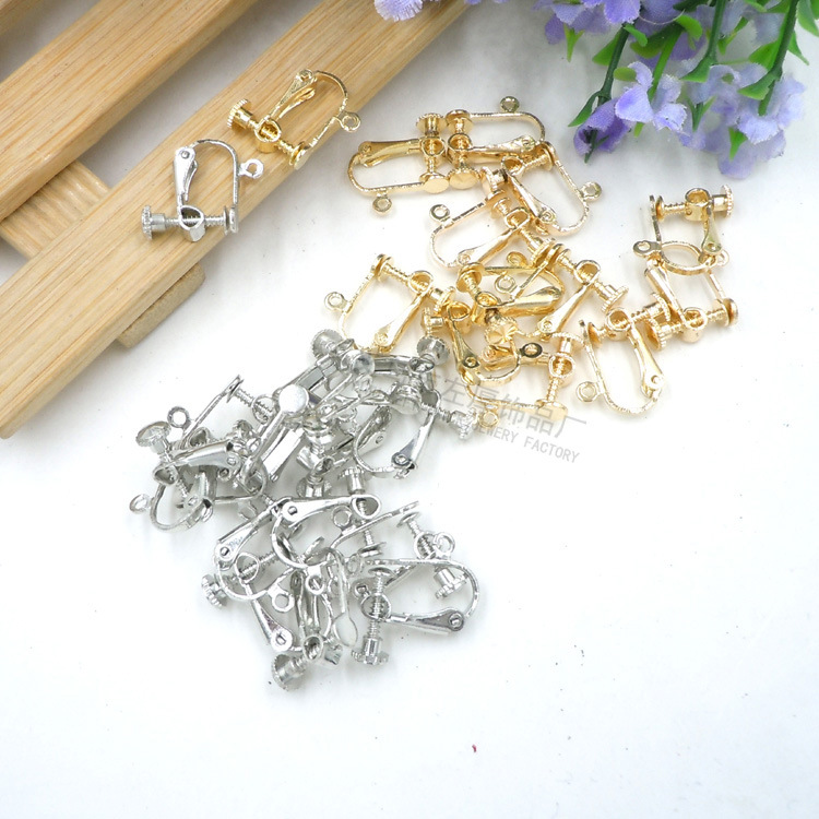 Ear clip Pierced ears Earrings Screw rotate Metal electroplate Earrings parts manual Jewelry Material Science