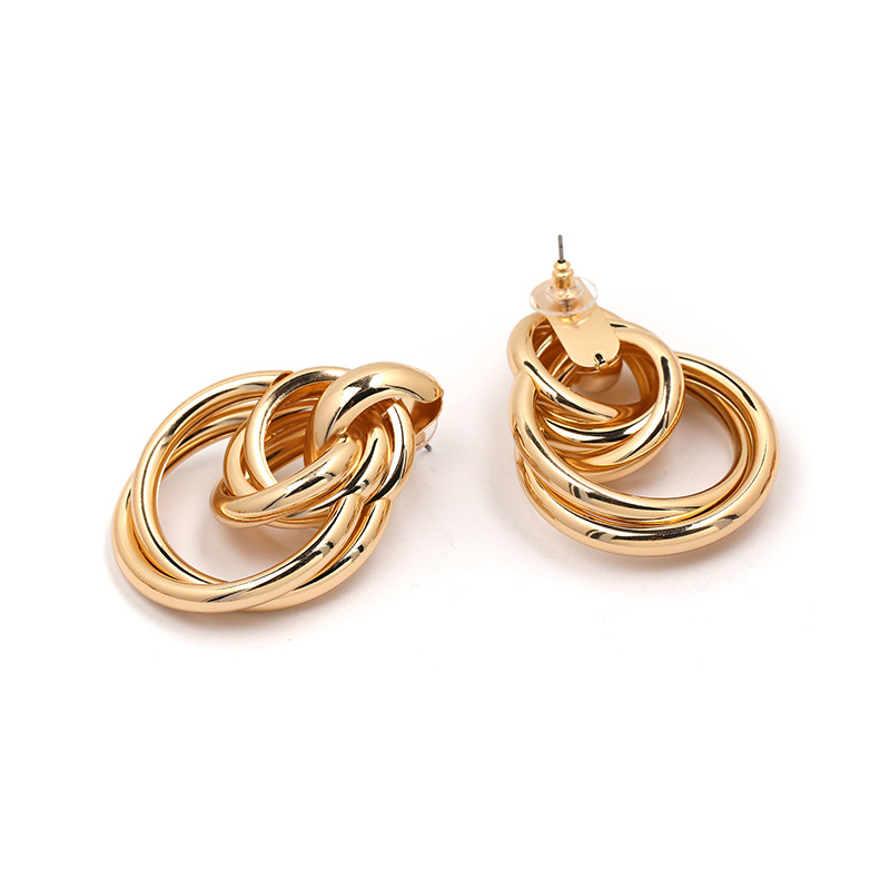 Metal Beaded Round Earrings - Image 7