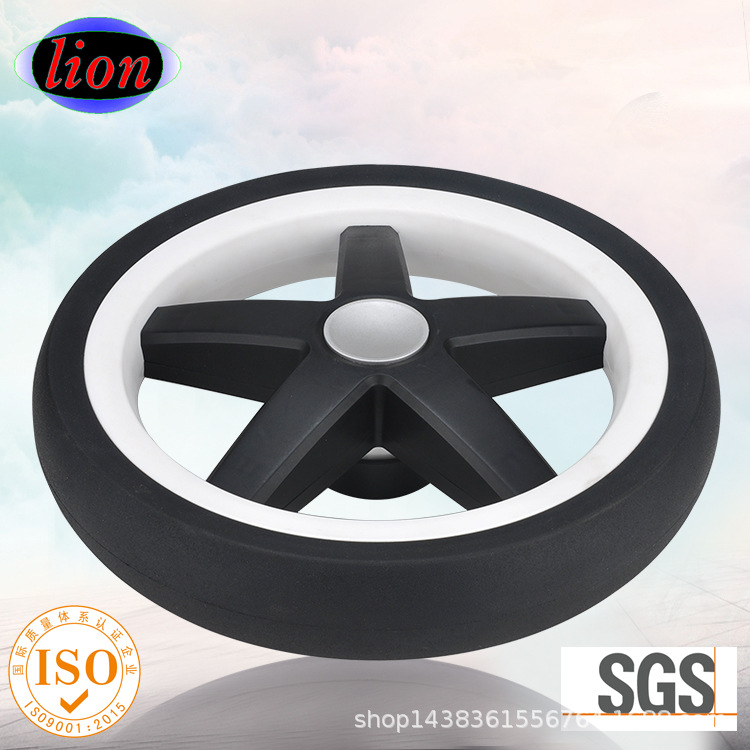 工厂直销PU实心轮胎 PP轮毂 12寸高景观车台轮子