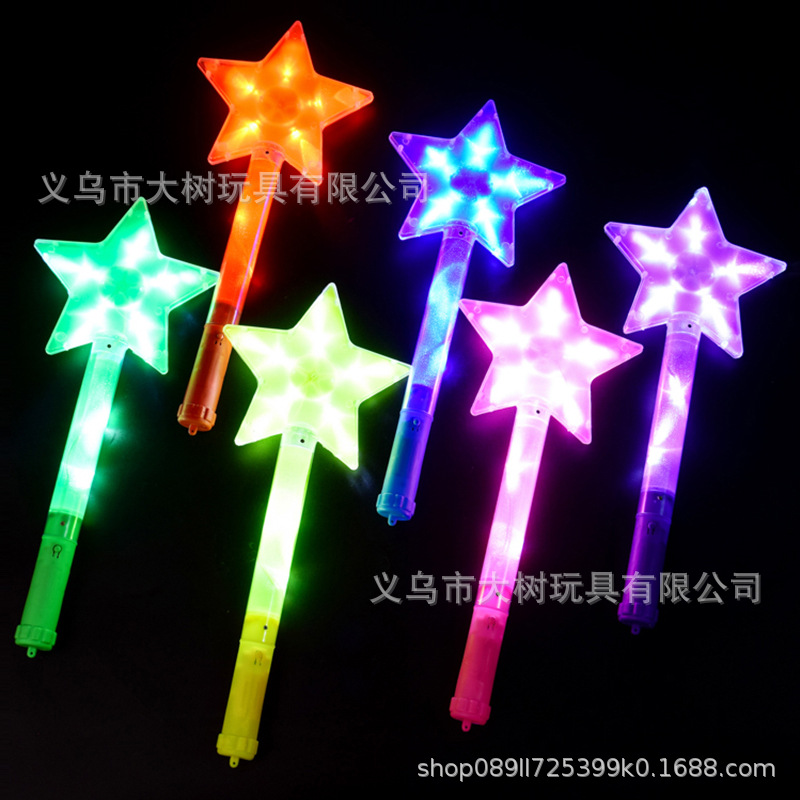 Star Performance concierto grande luminosa plana estrella de cinco puntas Flash Stick luz palo puesto juguete al por mayor