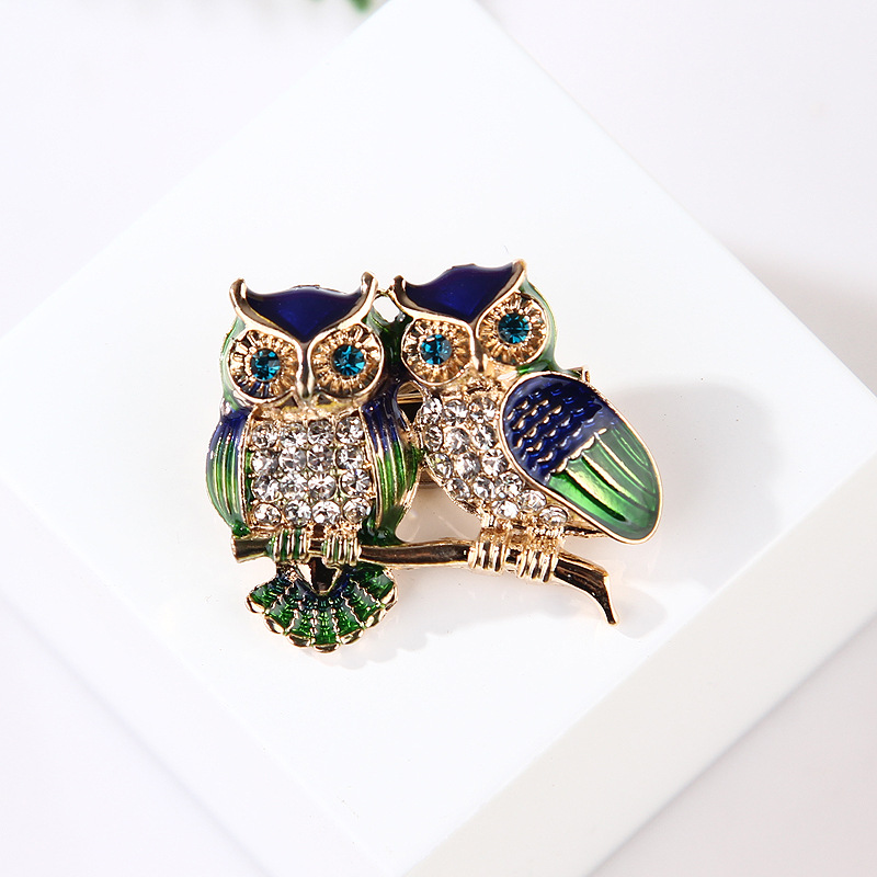 Retro Owl Alloy Inlay Artificial Gemstones Unisex Brooches display picture 5