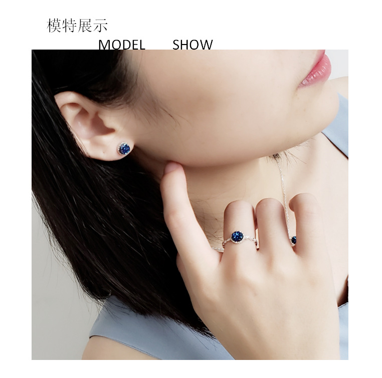 Accessories S925 Silver Chain Fashion Simple Inlaid Agate Crystal Bud Jewelry Earrings Ring Necklace display picture 10