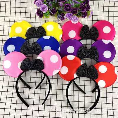 表演派对可爱米奇蝴蝶结发箍 DIY黑耳朵头箍圣诞发饰儿童发箍头饰|ms