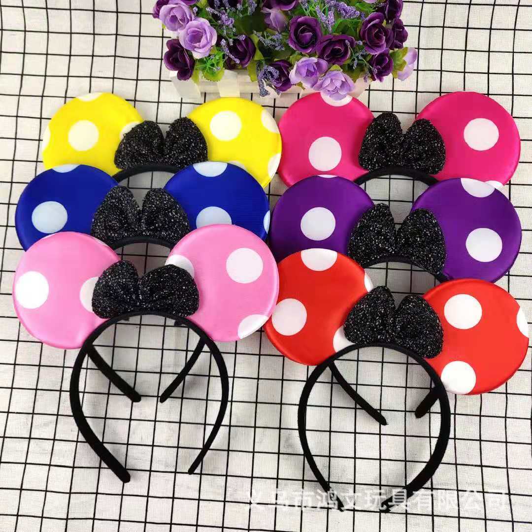 表演派对可爱米奇蝴蝶结发箍 DIY黑耳朵头箍圣诞发饰儿童发箍头饰|ms
