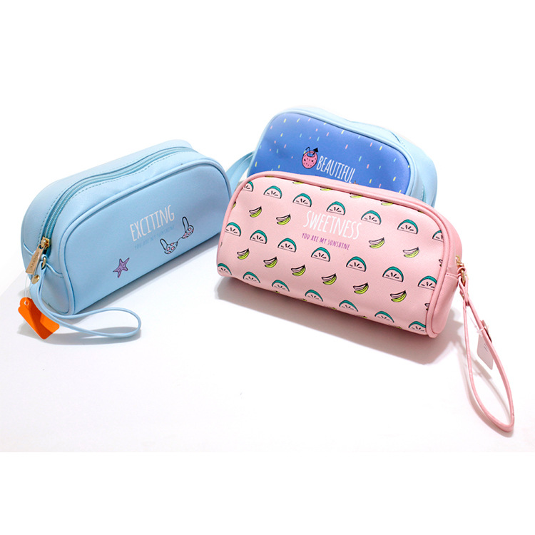 Bolsa de cosméticos de estilo fresco almohada de poliéster impresa bolsa de cosméticos personalización