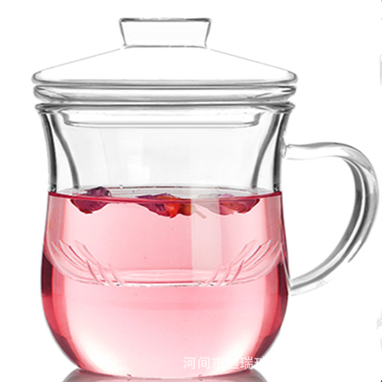 专业生产批发美体杯 耐热玻璃泡茶杯 带盖过滤 三件杯促销礼品