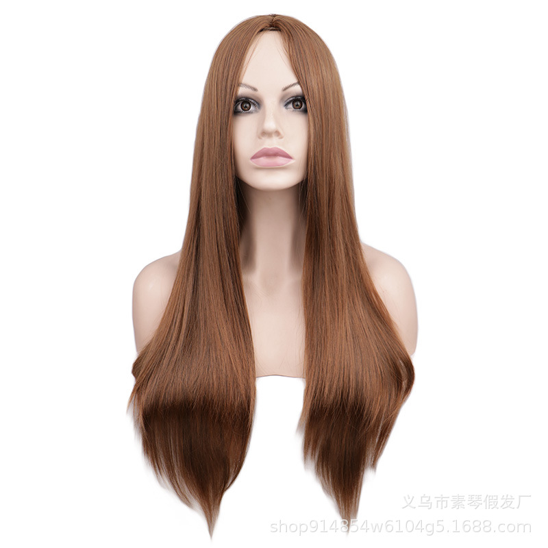 Fashion Mid-point Scalp Mixed Long Straight Hair Anime Wig Stage Performance Cos Wig display picture 6