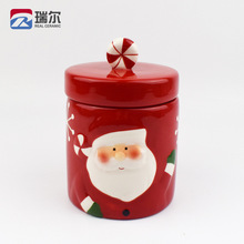 廠家供應聖誕陶瓷儲物罐彩繪陶瓷密封罐 聖誕老公餅干糖果罐批發