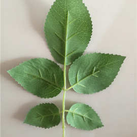 仿真玫瑰叶 15*13厘米五叉丝印无孔玫瑰编织袋 可套皮管布布料批