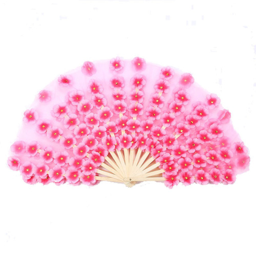 Dance Fan Peach Blossom Fan Double-Sided Adult Dance Fan Petal Fan Performance Prop Dancing Fan Square Dance Performance