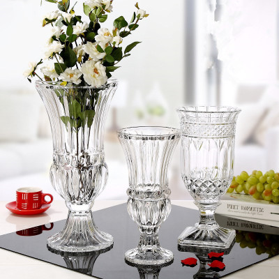 歐式水晶 人工吹制玻璃花瓶 水培插花器創意家居桌面裝飾擺件批發