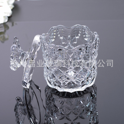 水晶玻璃糖罐 大號蝴蝶糖罐批發帶蓋玻璃糖缸廚房儲物罐700ml