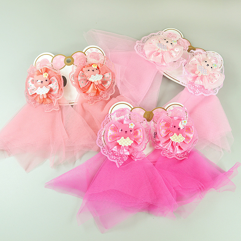 韩版饰品 儿童纱假马尾辫子发饰  发夹发卡货源 义乌头饰批发|ru