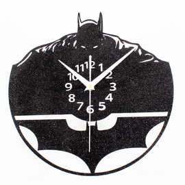 沙石质感时尚创意立体蝙蝠侠挂钟表 复古做旧墙面壁挂表家居装饰