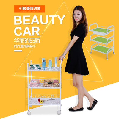 批发美容车 三层带抽屉美容院 美发美甲抽屉小推车 架玻璃工具车