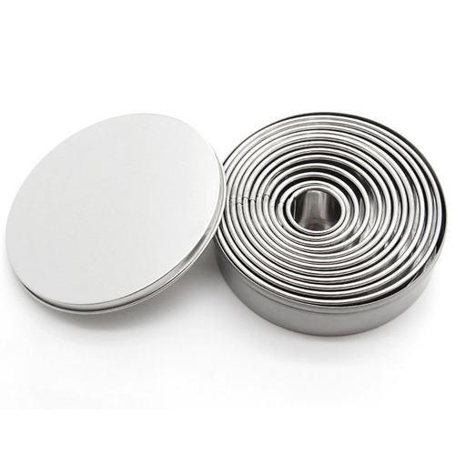 12-piece stainless steel cake mold 304 round mousse ring donut fondant cookie mold baking tools