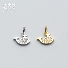 S925 Silver Plated Gold Micro-Engraved Sweet and Elegant Whale Pendant Necklace DIY Accessories Wholesale Q0091