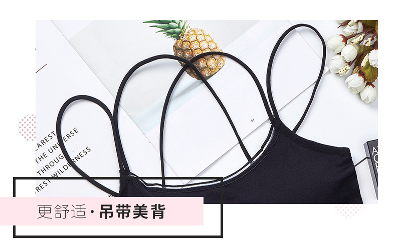 Fashionable women's underwear, sporty, anti-glare, shockproof, sweat-absorbing, breathable base vest with chest pad, cross-shaped beautiful back wrap around the chest detail image 4