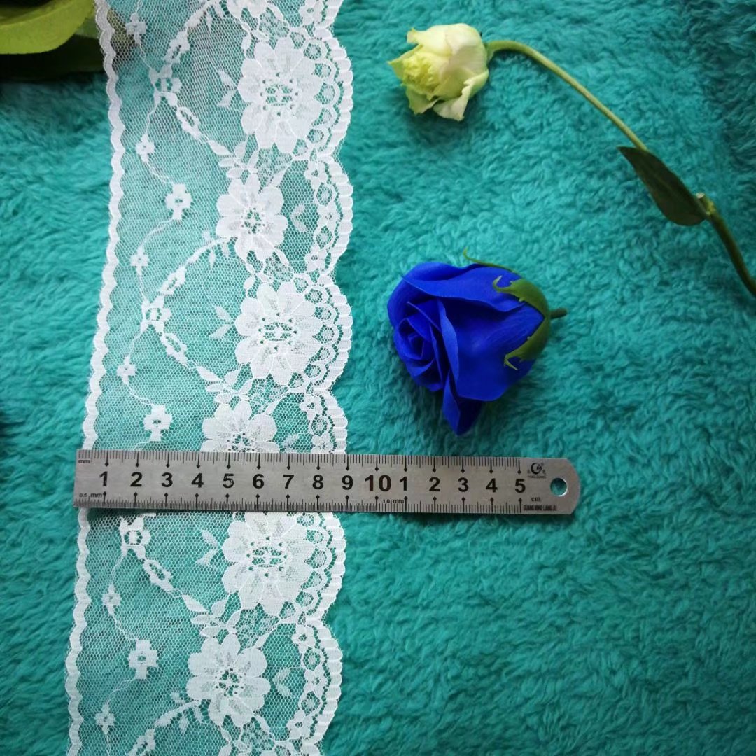 工厂批发蕾丝花边无弹服装辅料睫毛花边现货黑白色涤纶小边8.5cm