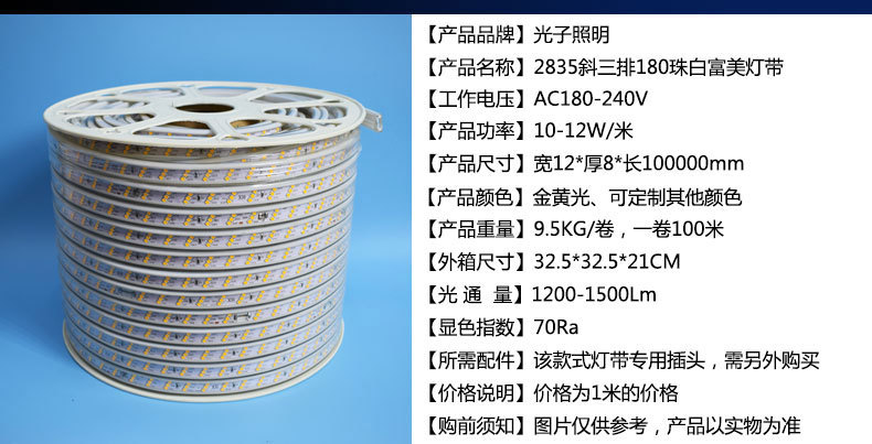 光子照明5050线性灯条5730 rgb柔性亮化贴片led 220v防水高压灯带详情2