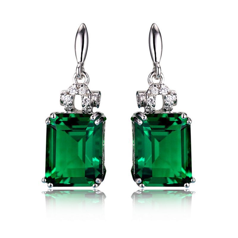 Zhenrong new European and American 925 silver-plated emerald earrings color treasure color gemstone tourmaline earrings female ear jewelry