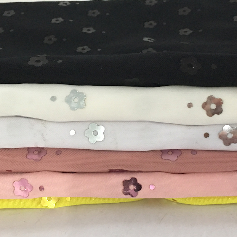 2018春款 针织冲片布料 女装童装舞蹈演出服小梅花亮片时装布料