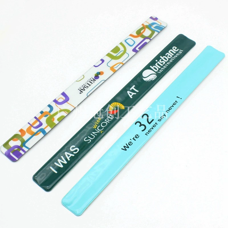 ПВХ напряжение хлопнул ремень на заказ Logo Светоотражающие ракетки UV цветной браслет