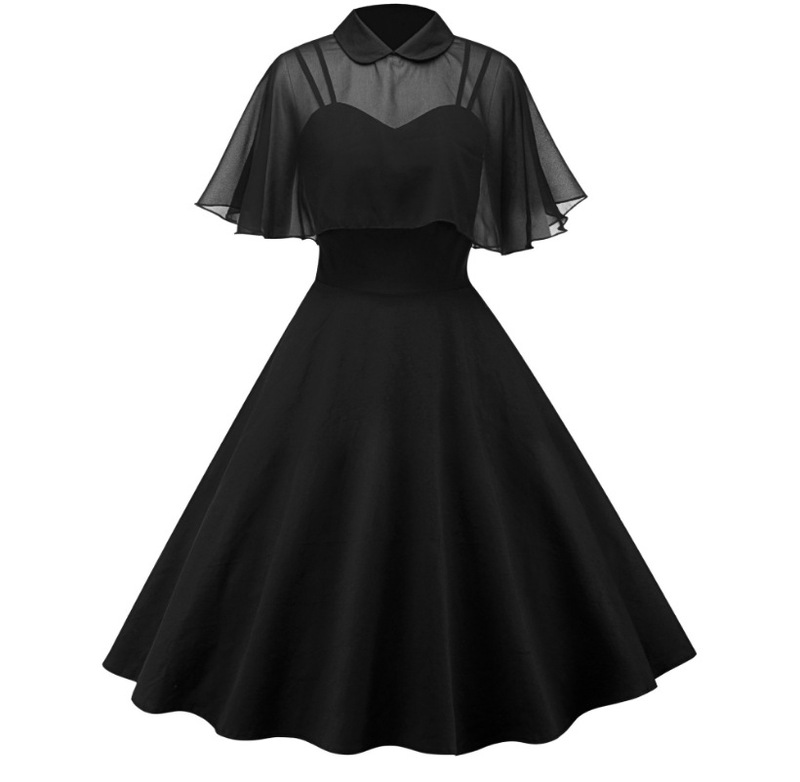 2018 AliExpress Amazon European and American new women's Cape shawl two-piece doll collar sling dress