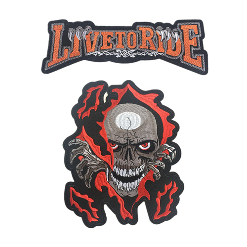 Estilo europeo y americano cráneo pegatinas de tela bordado estilo de la Universidad Ropa Decoración calcomanías fresco motocicleta fantasma cabeza reparación subsidio