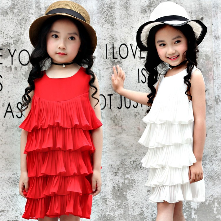 Kids Girls 2018 New products Girls dress CUHK Korean Edition Chiffon princess girl Cake skirt