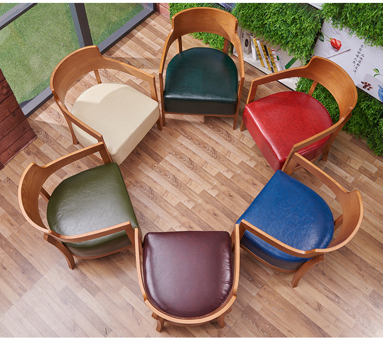 Cafe chair, casual solid wood chair, solid wood negotiation chair