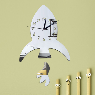 Cross border Direct selling design originality DIY Clock Children&#39;s Room decorate rocket Mirror Wall stickers wc1309