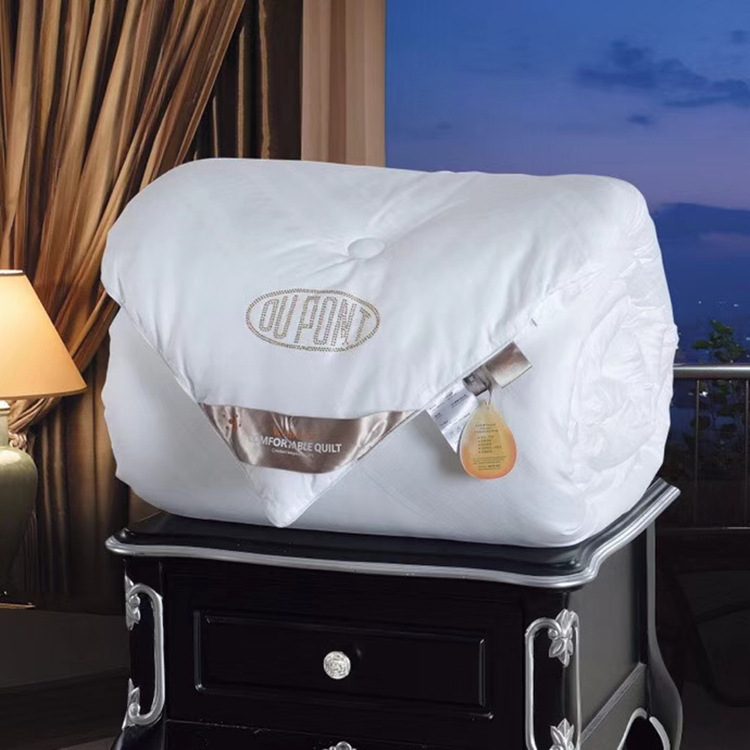 杜邦纖維純色全棉冬被春秋被純棉加厚保暖酒店白色婚慶被子雙人被