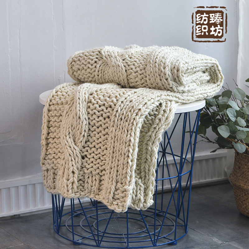 纯手工经典大麻花针织线毯盖毯空调毯膝盖毯子厂家直销