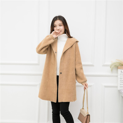 连帽仿貂绒针织开衫加厚毛衣外套2018冬季新款水貂毛大衣一件代发|ms