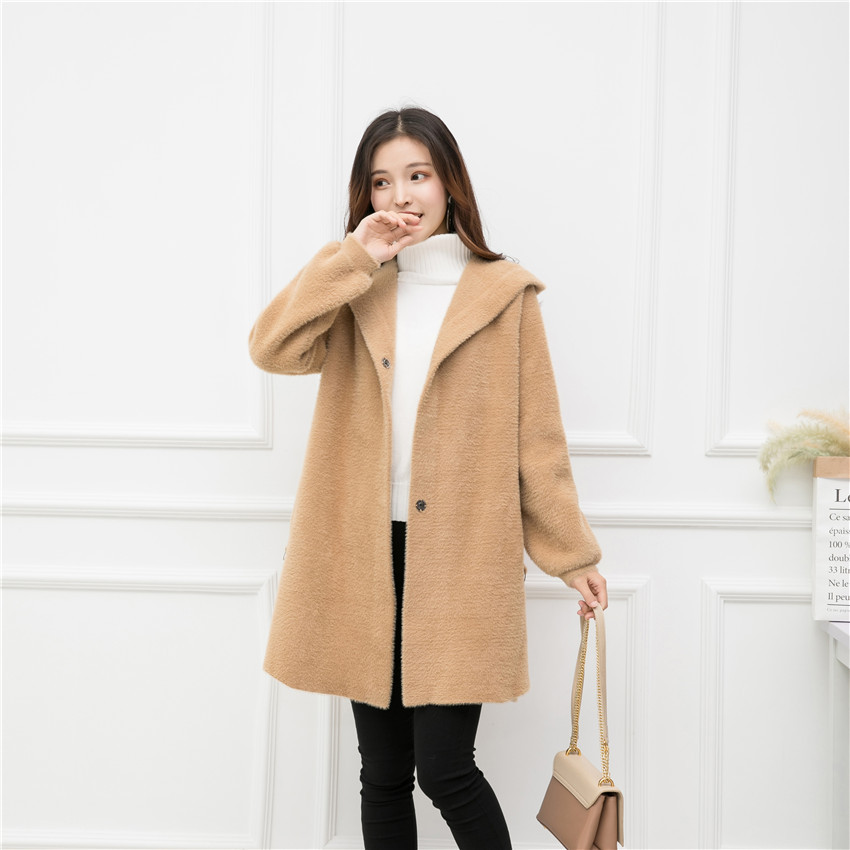 连帽仿貂绒针织开衫加厚毛衣外套2018冬季新款水貂毛大衣一件代发|ms