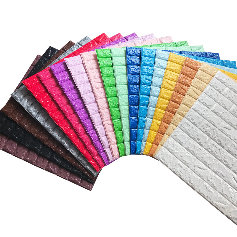 Wholesale custom 3D stereo wallpaper monochrome brick TV background wallpaper kindergarten anti-collision self-adhesive foam wall