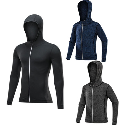 Sports sweater coat Elastic force zipper Reflective motion run Fitness wear Tight fitting coat Quick drying ventilation Autumn and winter