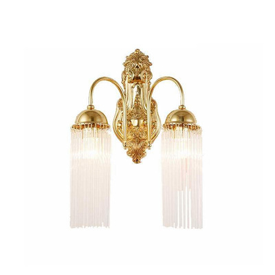 法式壁燈臥室客廳書房餐廳水晶壁燈歐式奢華酒店別墅會所全銅燈具